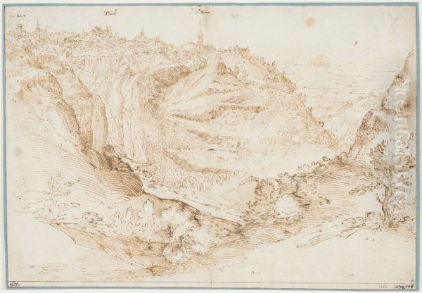 Landscape with a View of Tivoli Oil Painting by Giovanni Francesco Grimaldi