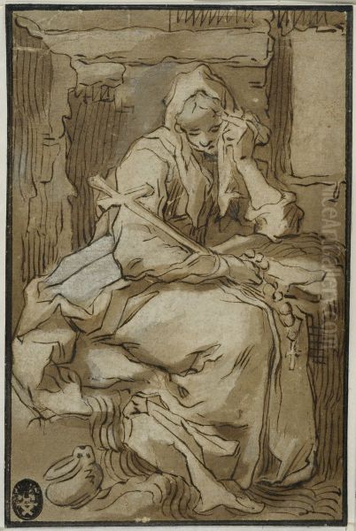 Gratande botgorerska Oil Painting by Abraham Bloemaert