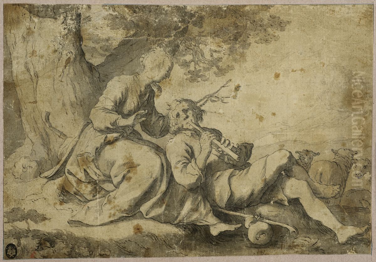 Herde och Herdinna Oil Painting by Abraham Bloemaert