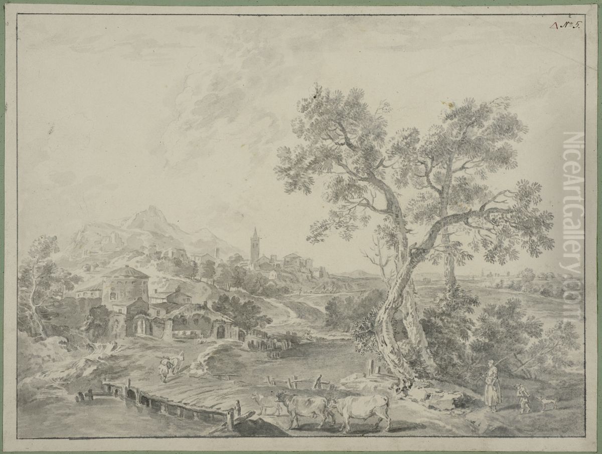 Italienskt landskap Oil Painting by Jan Wijnants