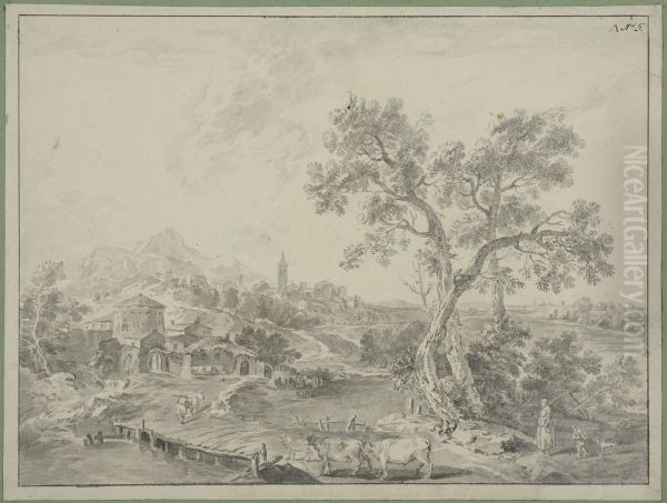 Italienskt landskap Oil Painting by Jan Wijnants