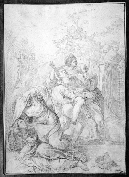 St Benedict Exorcising a Demon Oil Painting by Simone Cantarini