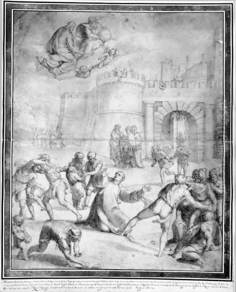 The stoning of St. Stephen Oil Painting by Marcello Venusti