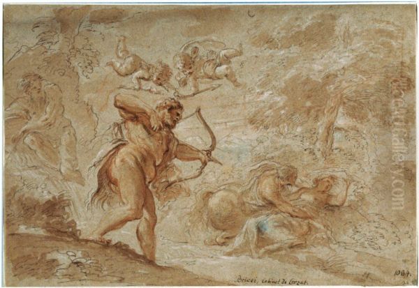 Hercules about to Kill Nessus Oil Painting by Domenico Maria Canuti