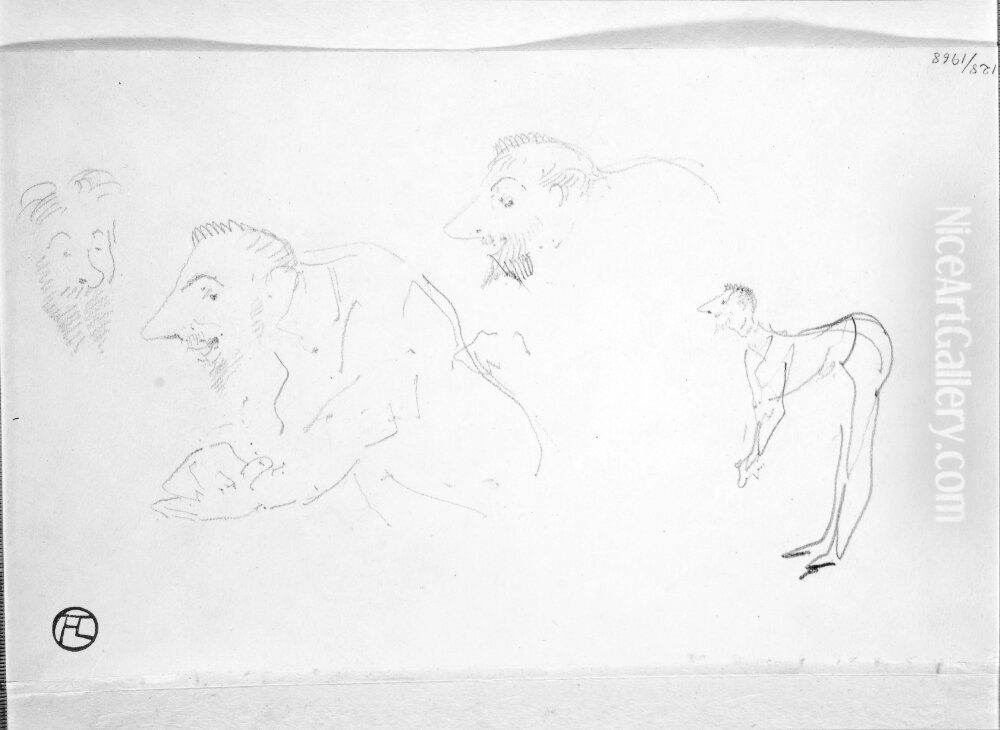 Portrattskisser Oil Painting by Henri De Toulouse-Lautrec