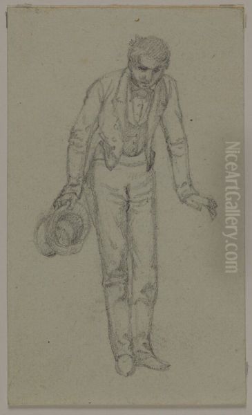 Figurstudie, bugande man Oil Painting by Jorgen Roed