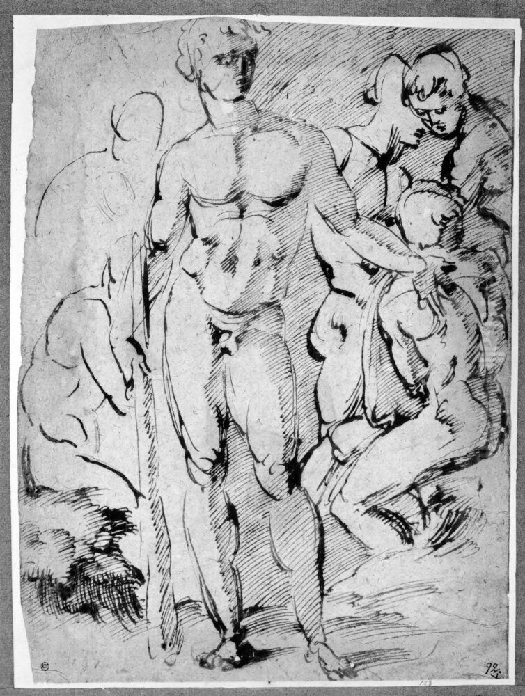 Study of male nudes Oil Painting by Baccio Bandinelli