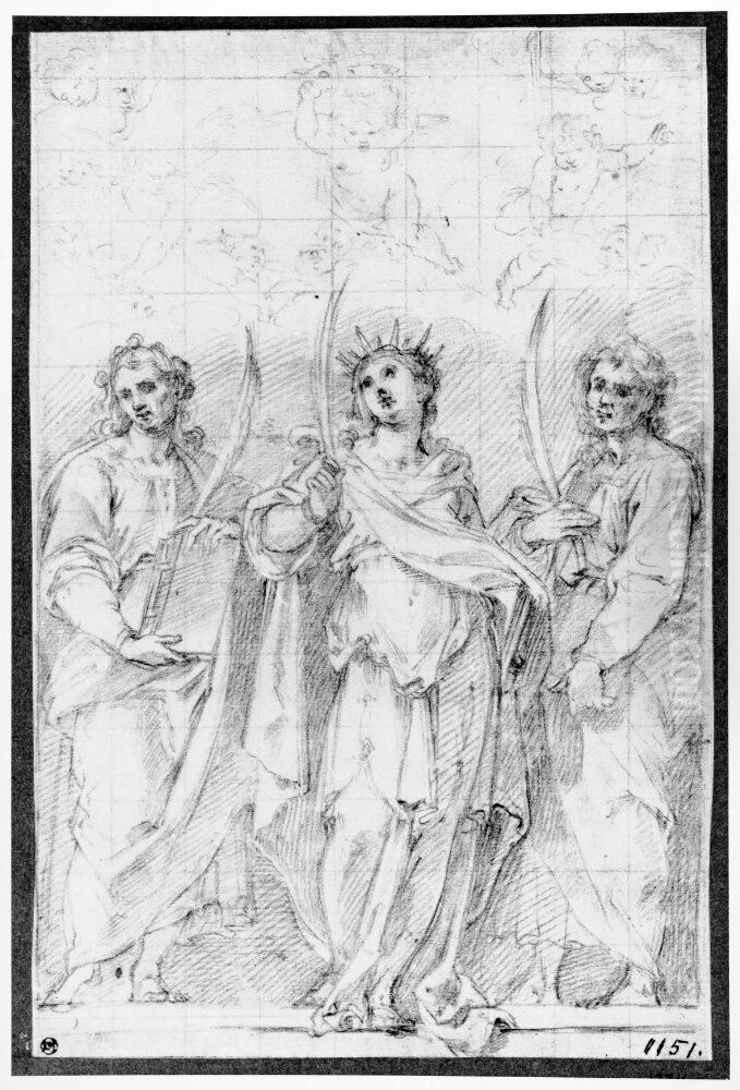 S. Domitilla between S. Nereo and S. Achilleo Oil Painting by Cristoforo Roncalli