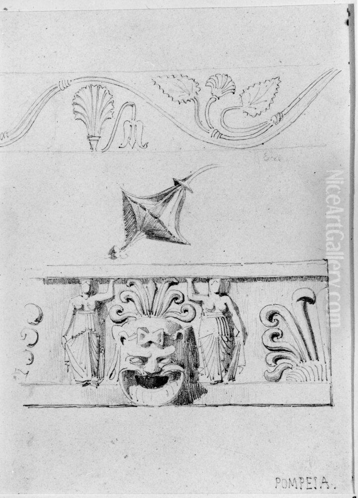 Detaljer av skulpterad fris, Pompeji Oil Painting by Fredrik Wilhelm Scholander