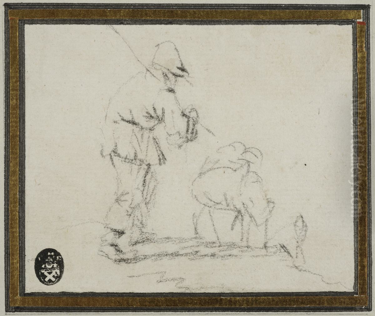 Faraherde med ett lamm Oil Painting by Rembrandt