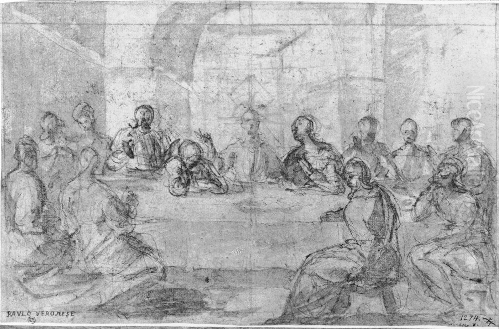 Study for a Last Supper Oil Painting by Antonio da Vassilacchi