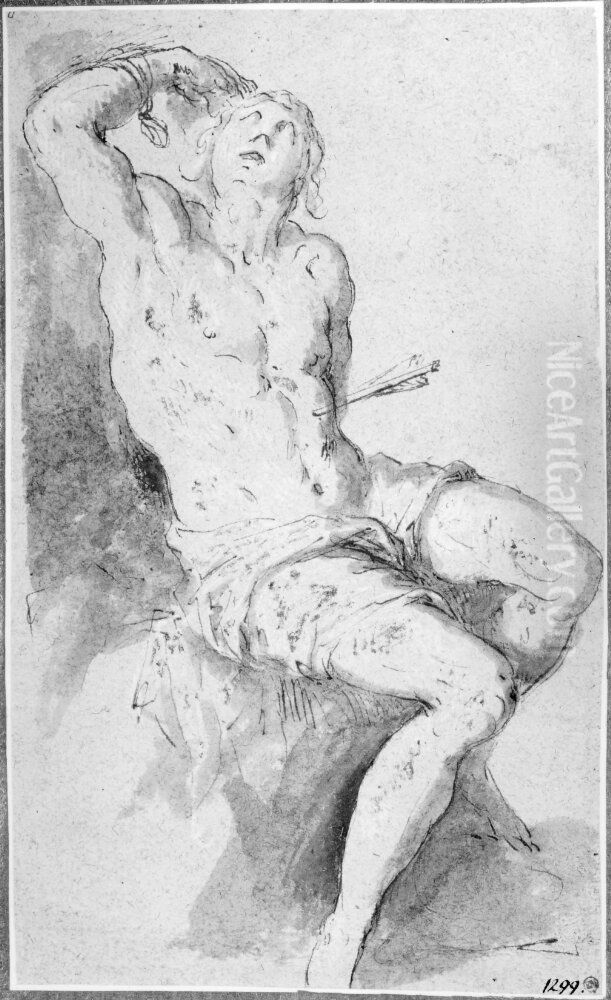 St. Sebastian Seated on a Rock Oil Painting by Palma il Giovane