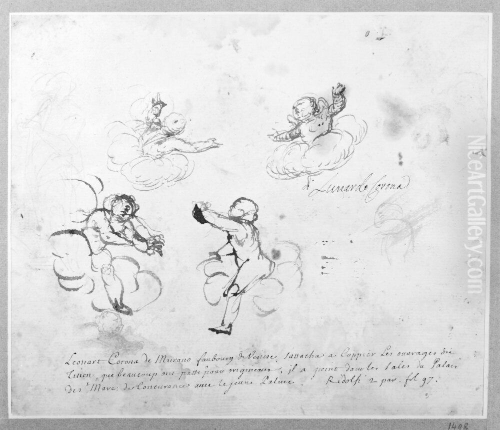 Studies of Angels Oil Painting by Leonardo Corona