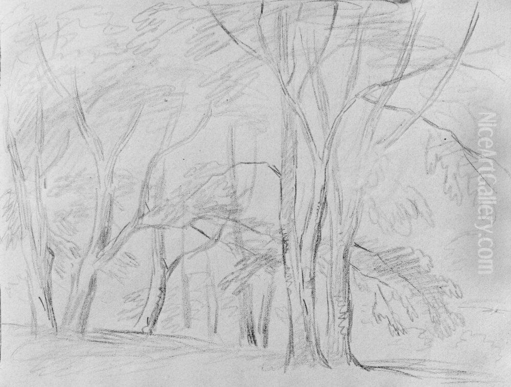 Skissbok. Mest tradstudier Oil Painting by Carl Johan Fahlcrantz