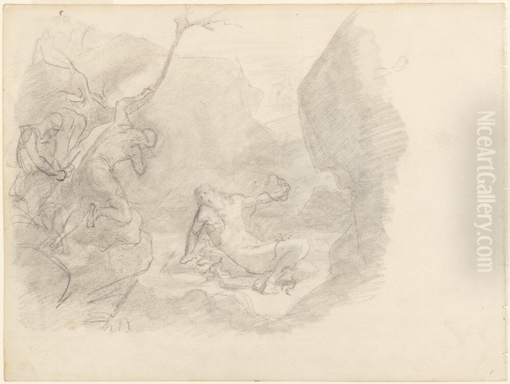 Ragnar Lothbrok in the Snake Pit Oil Painting by August Malmstrom