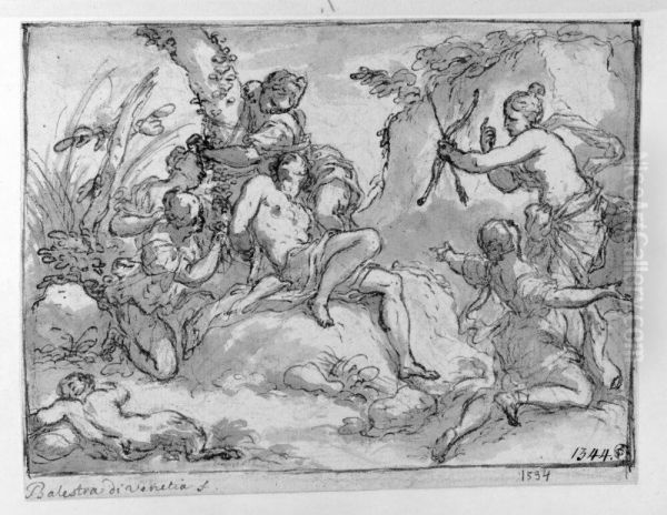 Amor Punished by Nymphs Oil Painting by Antonio Balestra