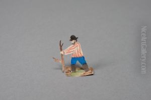 Man in red striped sweater, blue pants and black hat [one of 36 figures]