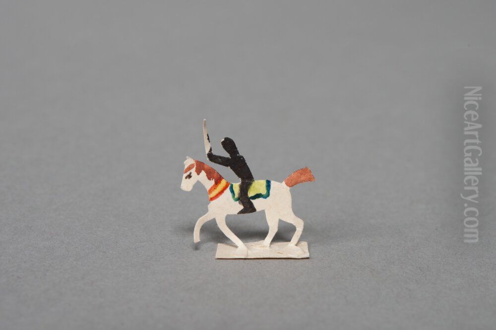 Black figure riding on a white horse [one of 36 figures] Oil Painting by Ivar Arosenius