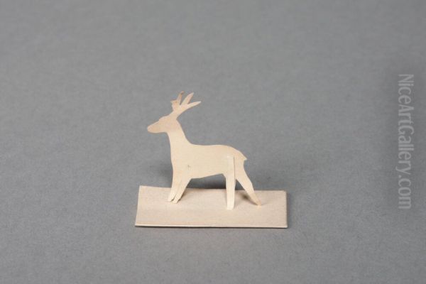 White reindeer [one of 36 figures] Oil Painting by Ivar Arosenius