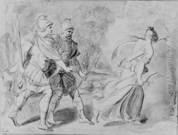 Aeneas och Achates moter Diana Oil Painting by Jean Antoine Julien de Parme