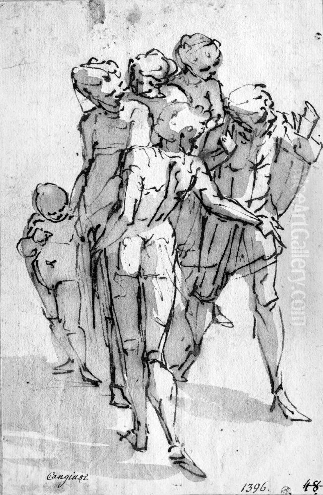 Preliminary Study for the Left Part of the Ceiling Fresco in S. Matteo, Genoa Oil Painting by Luca Cambiaso