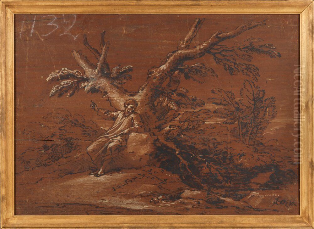 Philosopher with Astrological Symbols in a Landscape Oil Painting by Salvator Rosa Philosopher with Astrological Symbols in a Landscape Oil Painting by Salvator Rosa