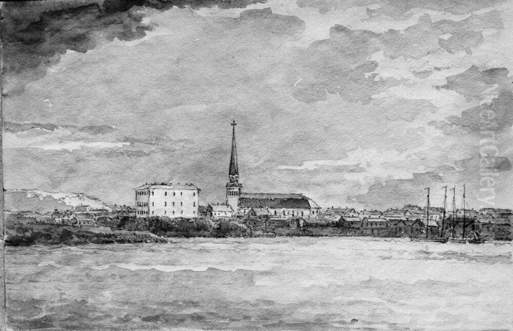 Skissbok. En sida Vasteras, tva sidor Strangnas, i ovrigt trad Oil Painting by Carl Johan Fahlcrantz