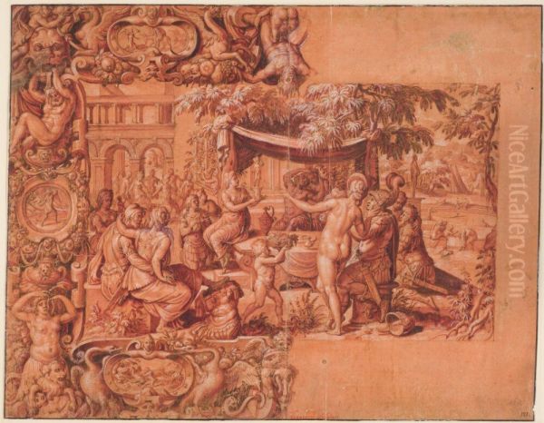 Study for tapestry of the Iron Age Oil Painting by Francesco Salviati