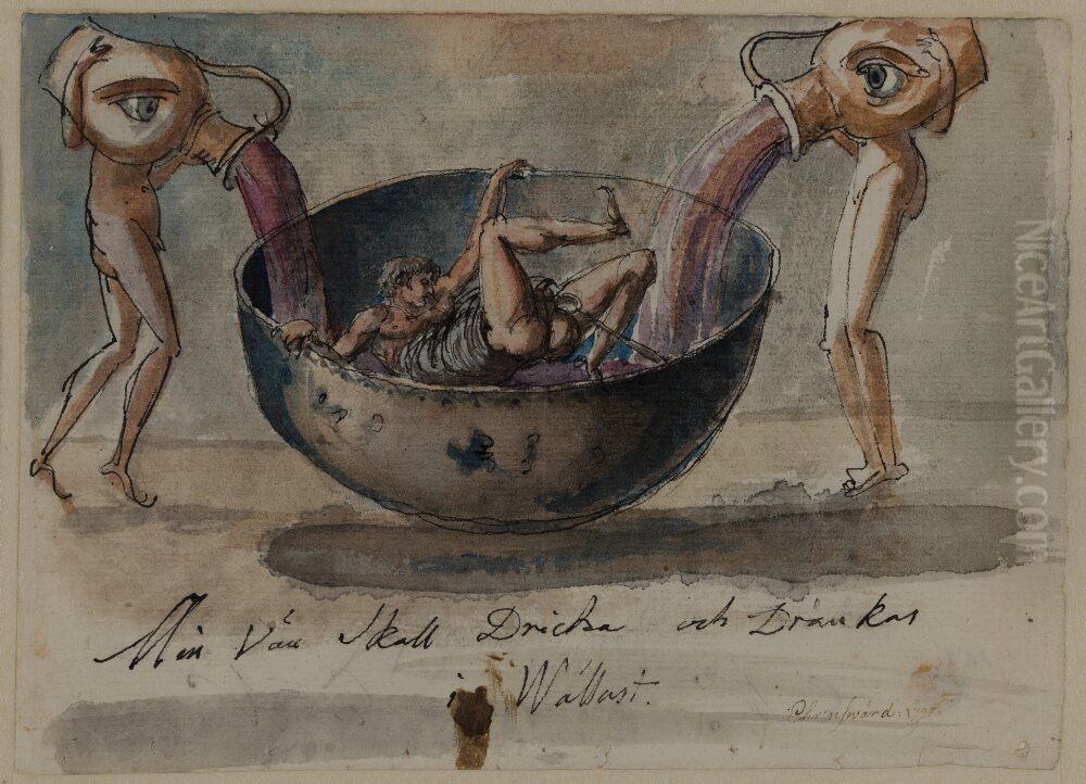 My Friend Shall Drink and Drown in Pleasure Oil Painting by Carl August Ehrensvard