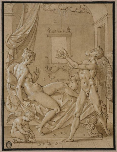 Danae och guldregnet Oil Painting by Bartholomeus Spranger