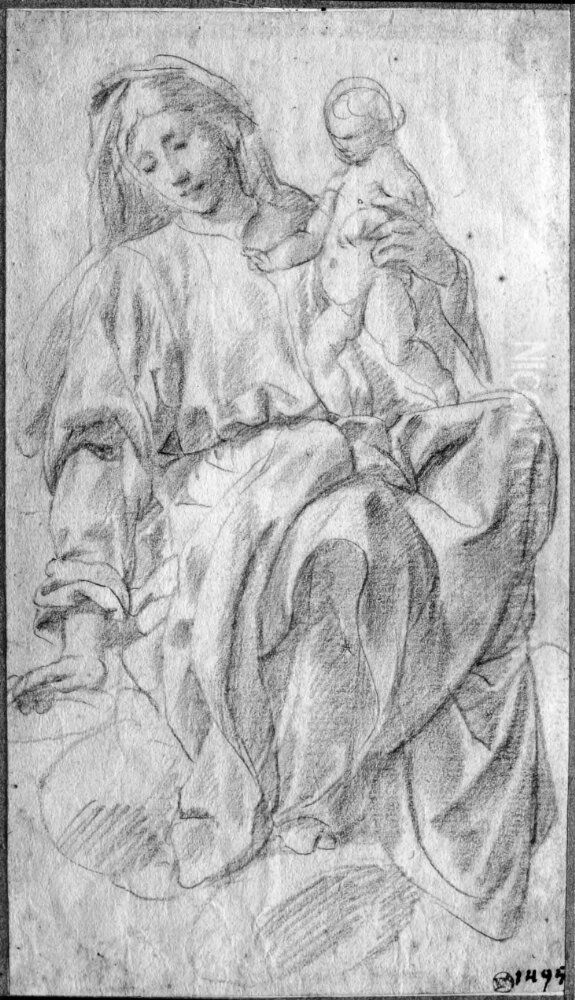 Madonna and child Oil Painting by Battistello Caracciolo