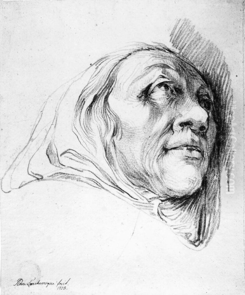 Huvud av en gammal kvinna Oil Painting by Pierre Hubert L'Archeveque