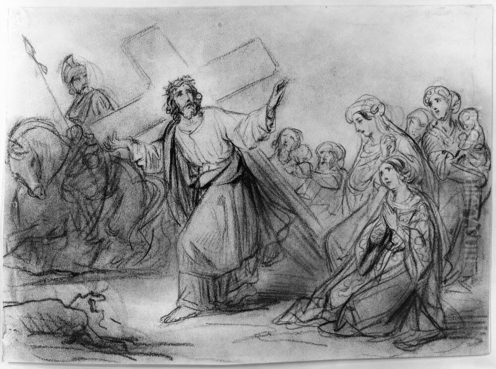 Jesus och Jerusalems dottrar Oil Painting by Octave Tassaert