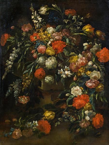 Blumenstilleben Auf Felsigem Grund Oil Painting by Margherita Caffi