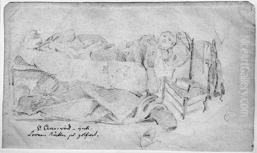 G. Ehrensward, sjuk. Luvan och rocken pa golvet Oil Painting by Elias Martin