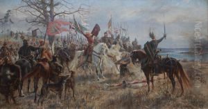 Przysiega Witolda (ksiaze Witold przysiega zemste krzyzakom w obliczu plonacego Kowna w 1362 r.)