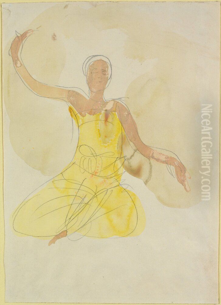Dancer from Royal Cambodian Ballet Oil Painting by Auguste Rodin