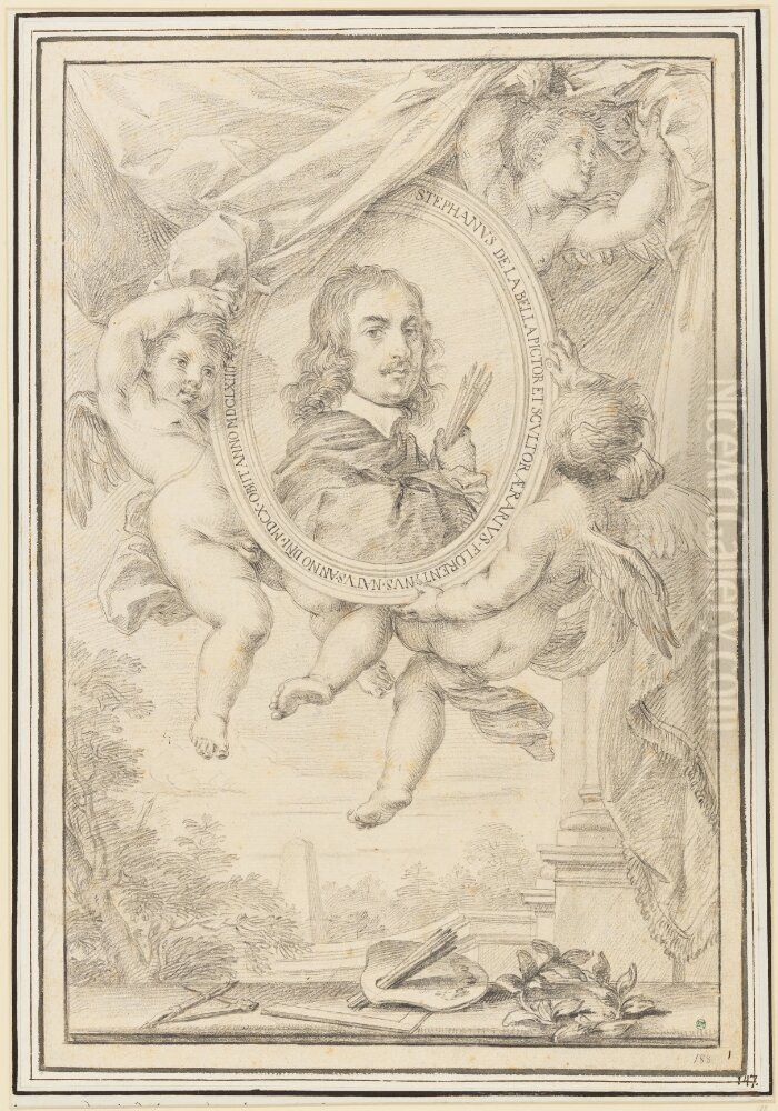 Portrait of Stefano della Bella Oil Painting by Agostino Masucci