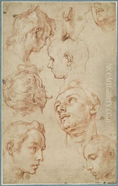 Atta studier av manshuvuden Oil Painting by Abraham Bloemaert