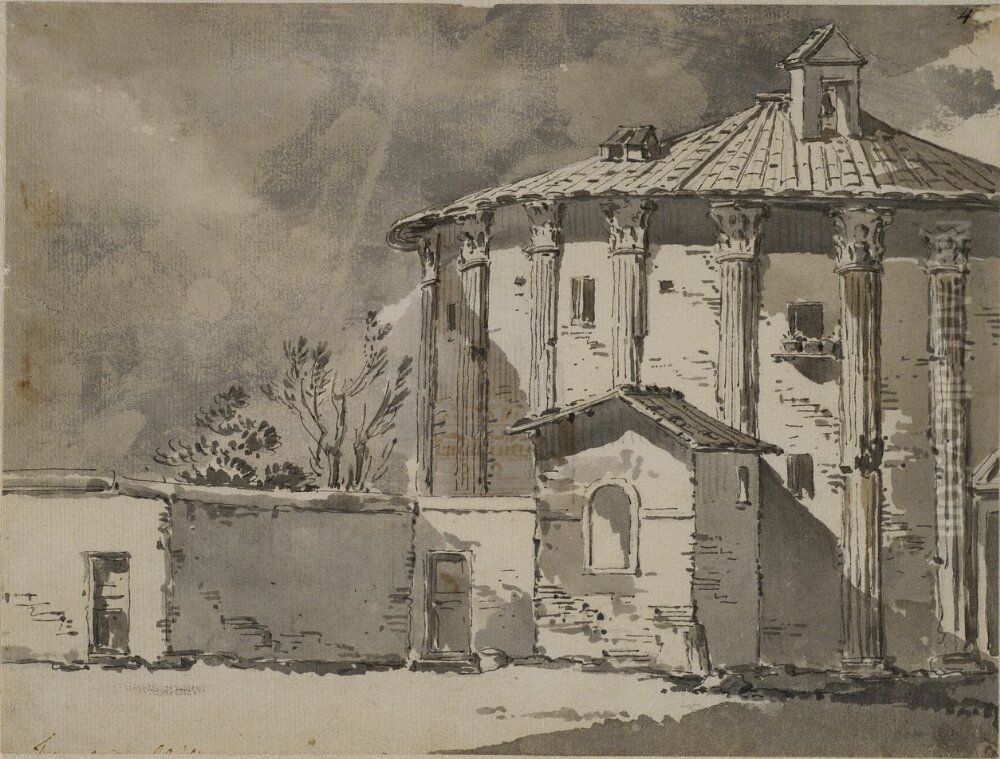 Vestatemplet vid Bocca della Verita Oil Painting by Jean Eric Rehn