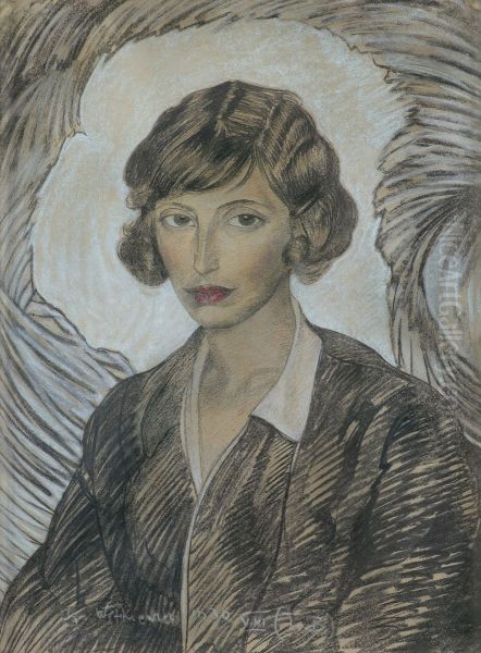Portret Zofii z Minkowiczow  Glassowej Oil Painting by Stanislaw Ignacy Witkiewicz