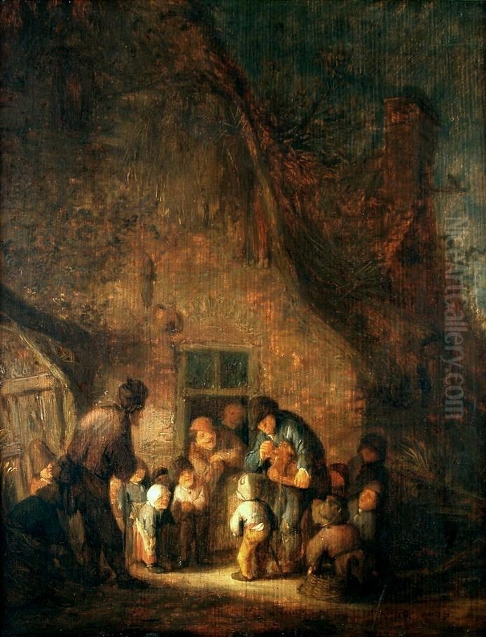 Lyrist. Oil Painting by Adriaen van Ostade