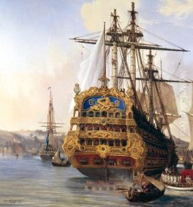 francais a trois-pont leFoudroyanten 1724 a Brest.