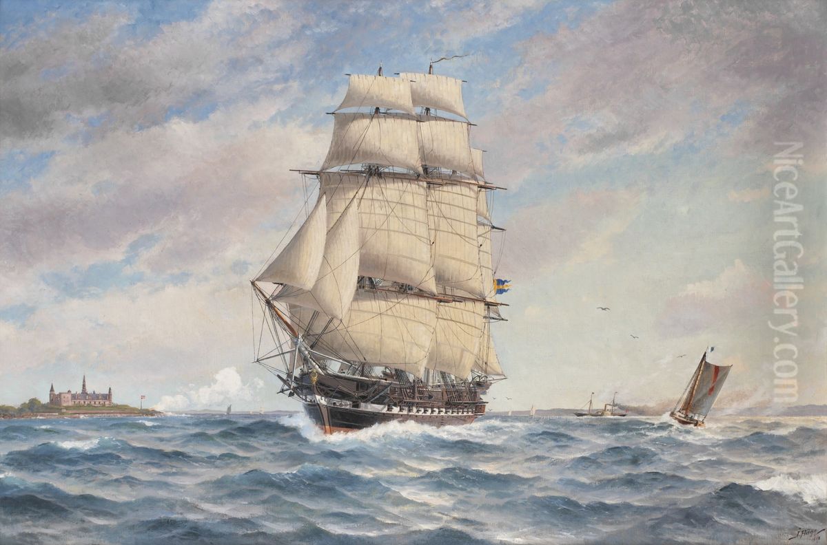 The Norrkoping off Kronborgs castle at Helsingor Oil Painting by Jacob Hagg