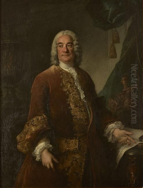 Portrait of Charles Francois Paul Le Normant de Tournehem (1684-1751) Oil Painting by Louis Tocque
