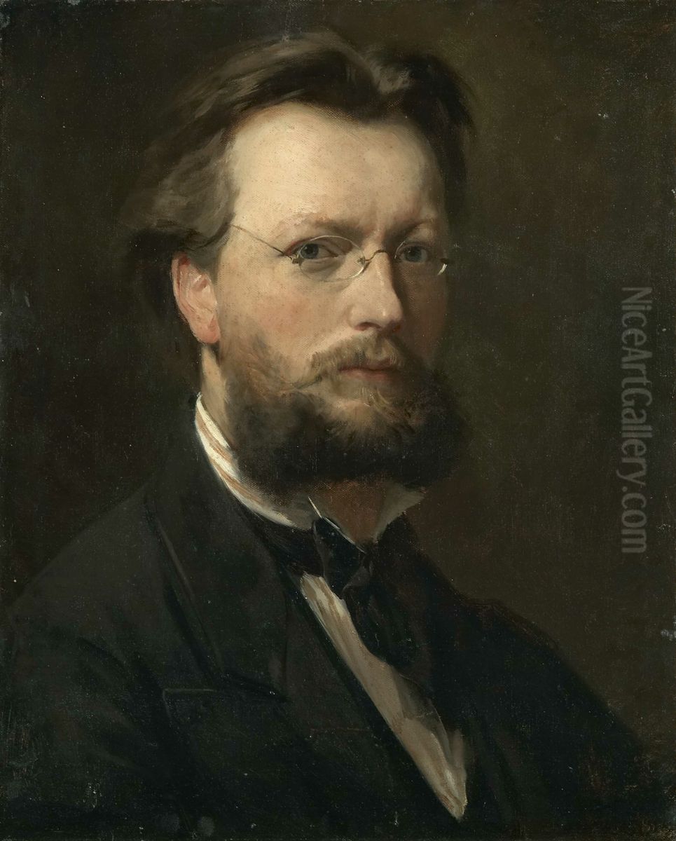 Self-portrait, Christian Meyer Ross Oil Painting by Christian Meyer Ross