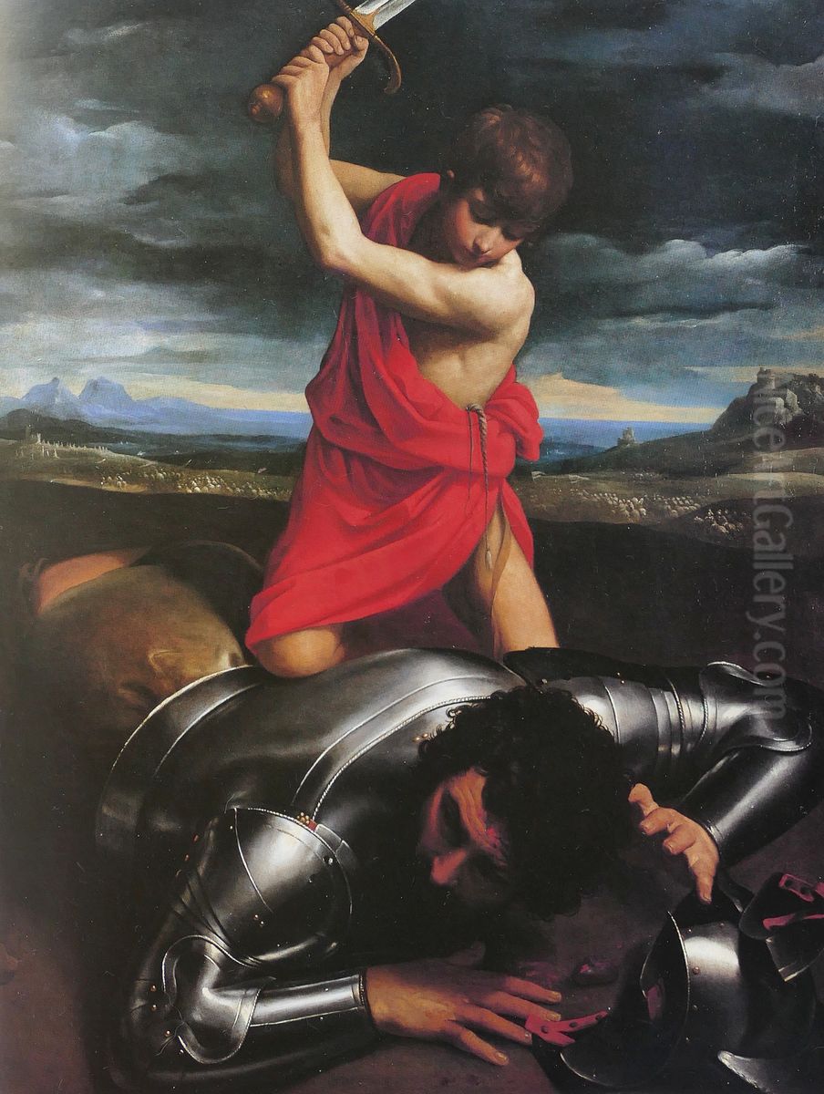 David decapitates David Oil Painting by Guido Reni