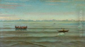 Konebad ved Gronlands kyst i stille vejr.
