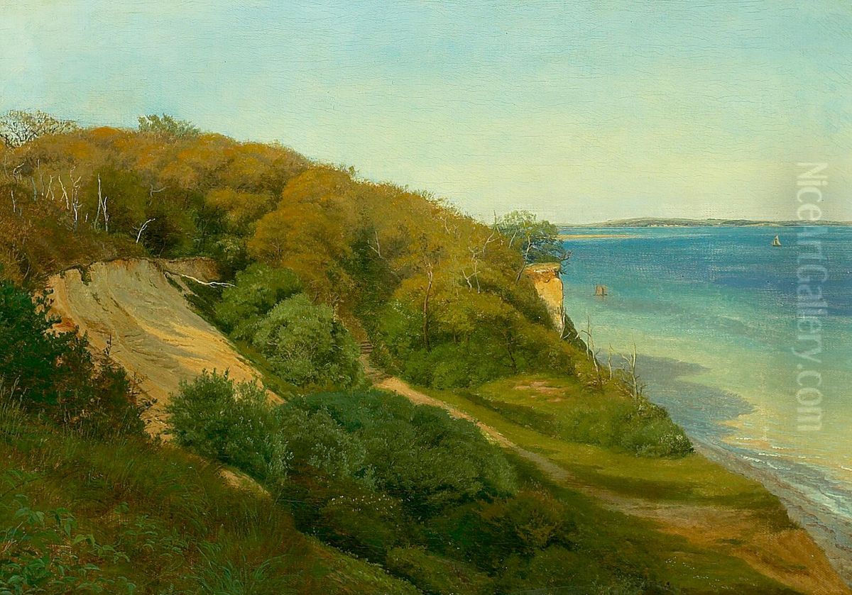 Skraenter ved Moesgard Strand en sensommerdag. Oil Painting by Janus Andreas Bartholin La Cour Skraenter ved Moesgard Strand en sensommerdag. Oil Painting by Janus Andreas Bartholin La Cour