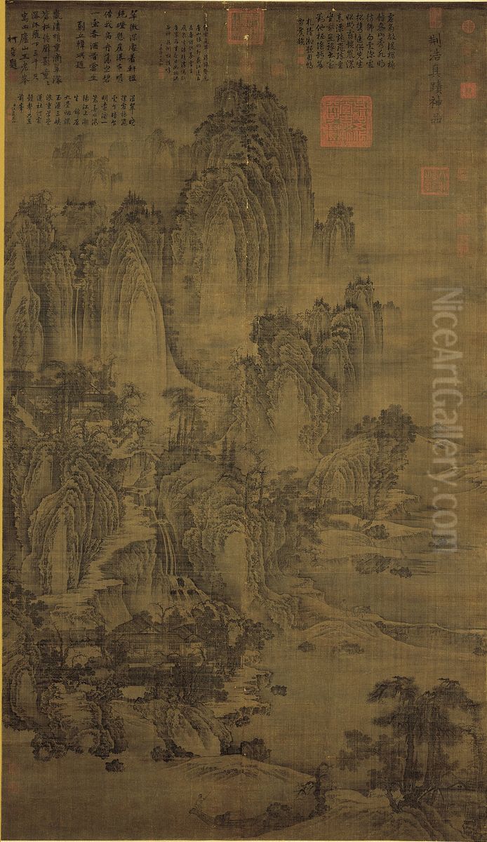 Mount Kuanglu Oil Painting by Jing Hao